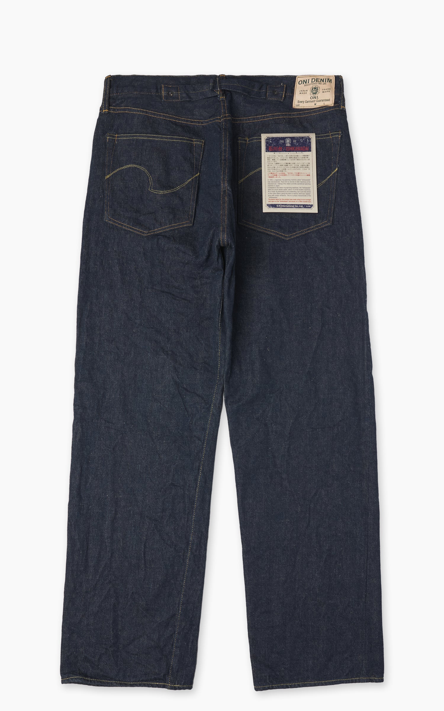 ONI Denim 295-Ishikawadai Cinch Back Straight Denim Indigo 15oz