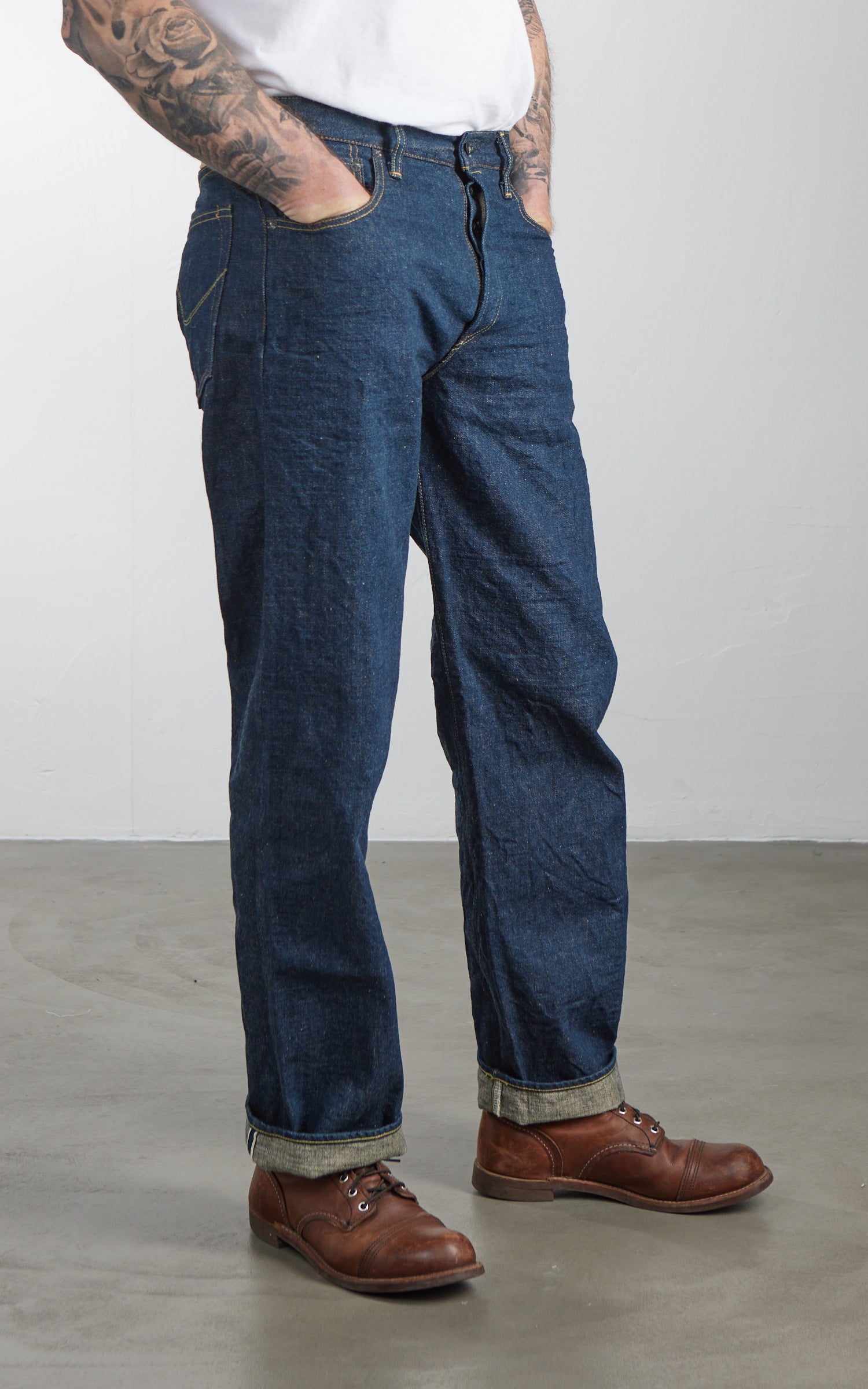ONI Denim 295-Ishikawadai Cinch Back Straight Denim Indigo 15oz