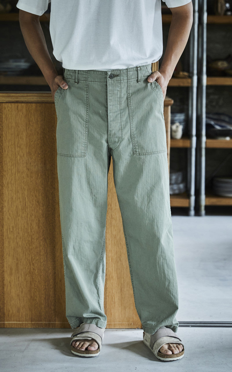 OrSlow Summer Fatigue Pants Herringbone Twill Green
