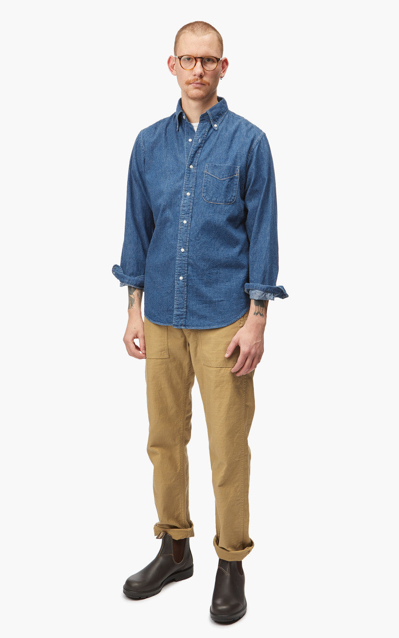OrSlow Denim Button Down Shirt Two Year Wash