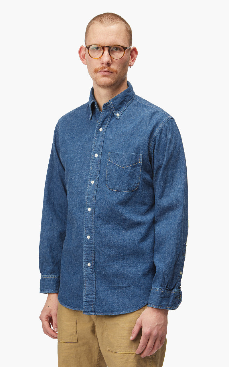 OrSlow Denim Button Down Shirt Two Year Wash