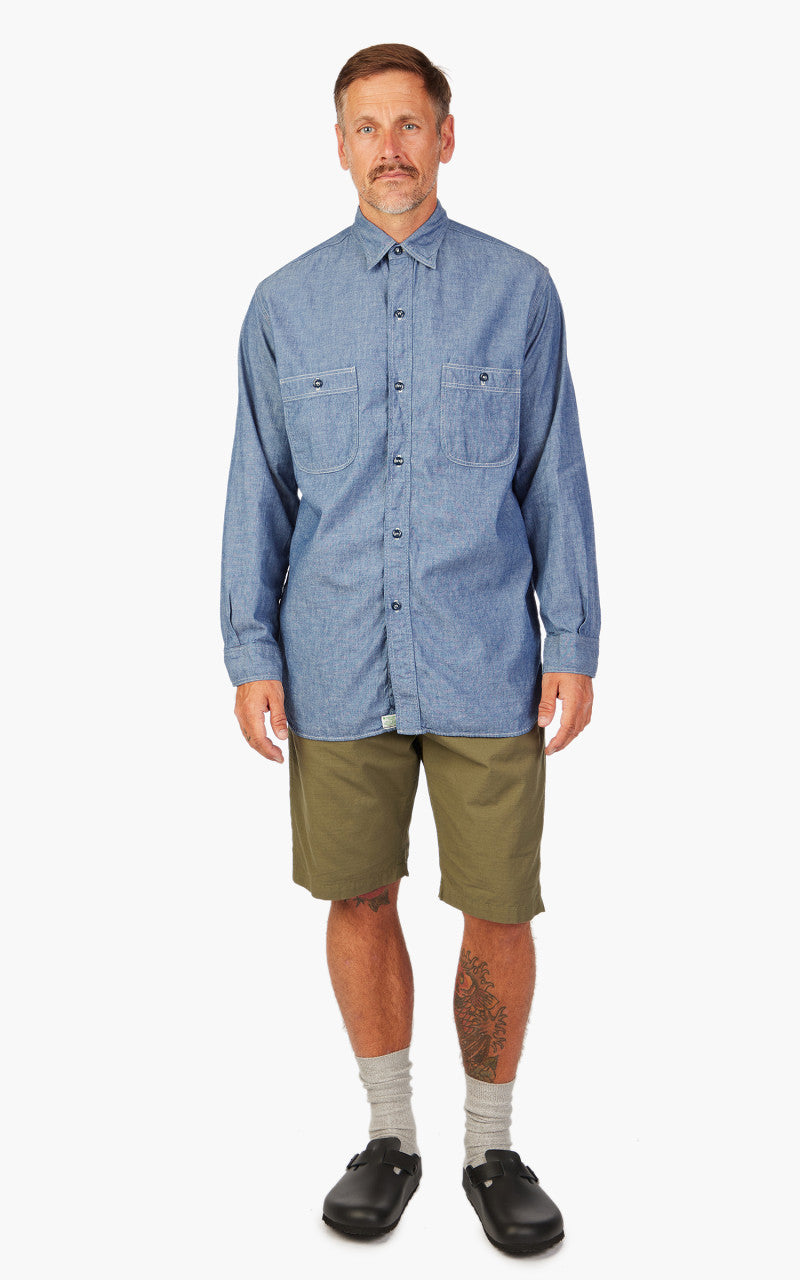 OrSlow Vintage Fit Chambray Work Shirt Blue