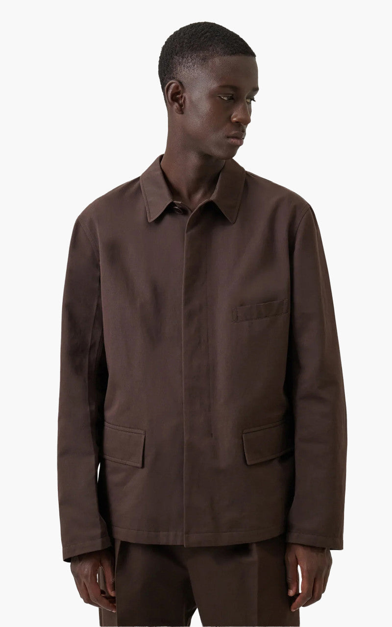Lemaire Workwear Jacket Cotton Linen Dark Coffee