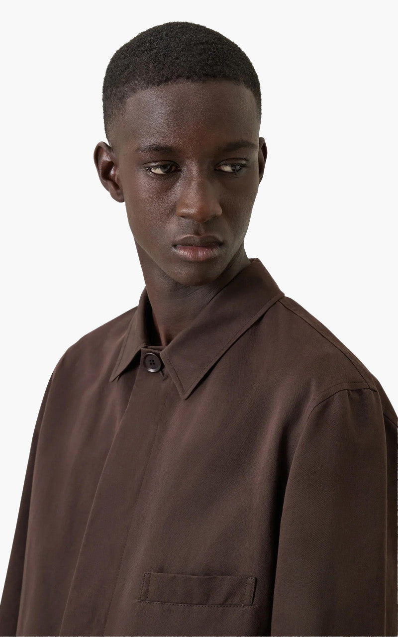Lemaire Workwear Jacket Cotton Linen Dark Coffee