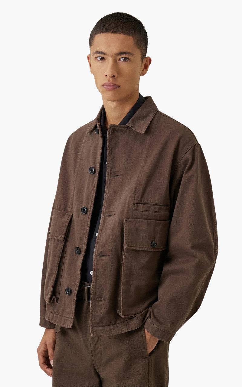Lemaire Boxy Jacket Garment Dyed Denim Dark Brown