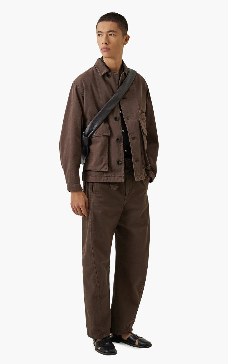 Lemaire Boxy Jacket Garment Dyed Denim Dark Brown