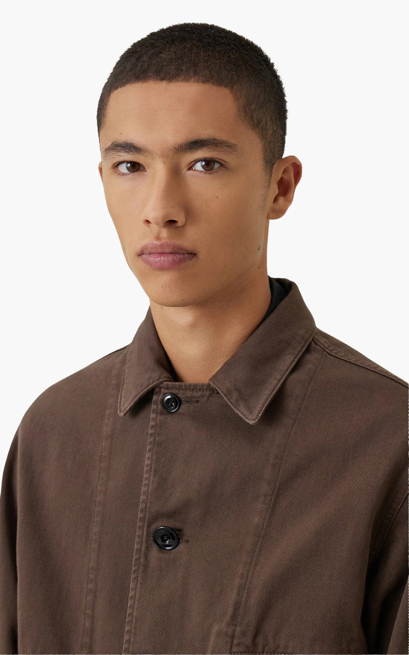 Lemaire Boxy Jacket Garment Dyed Denim Dark Brown