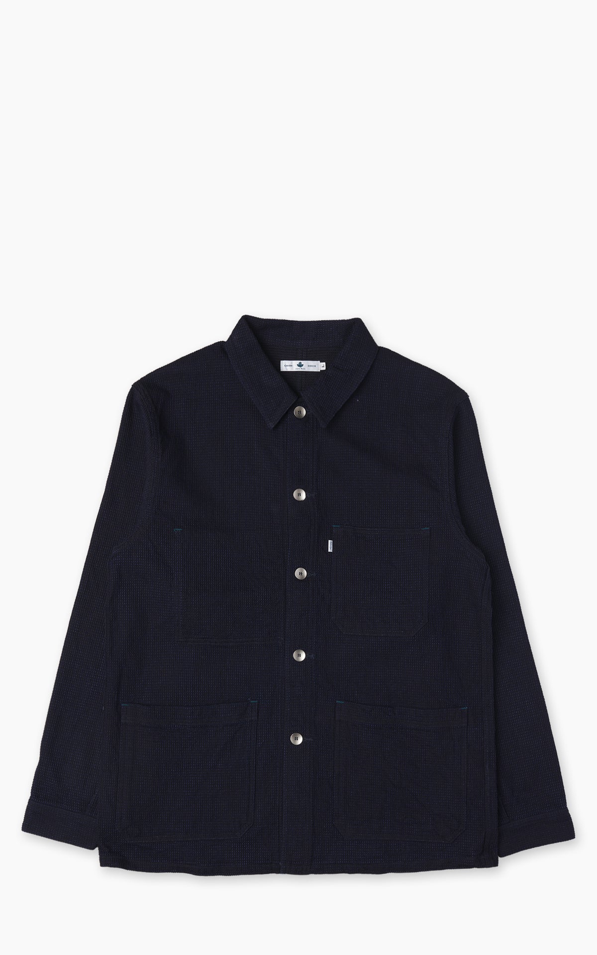 Omoto Denim 3720 Cube Sashiko Denim Chore Jacket Indigo 12oz