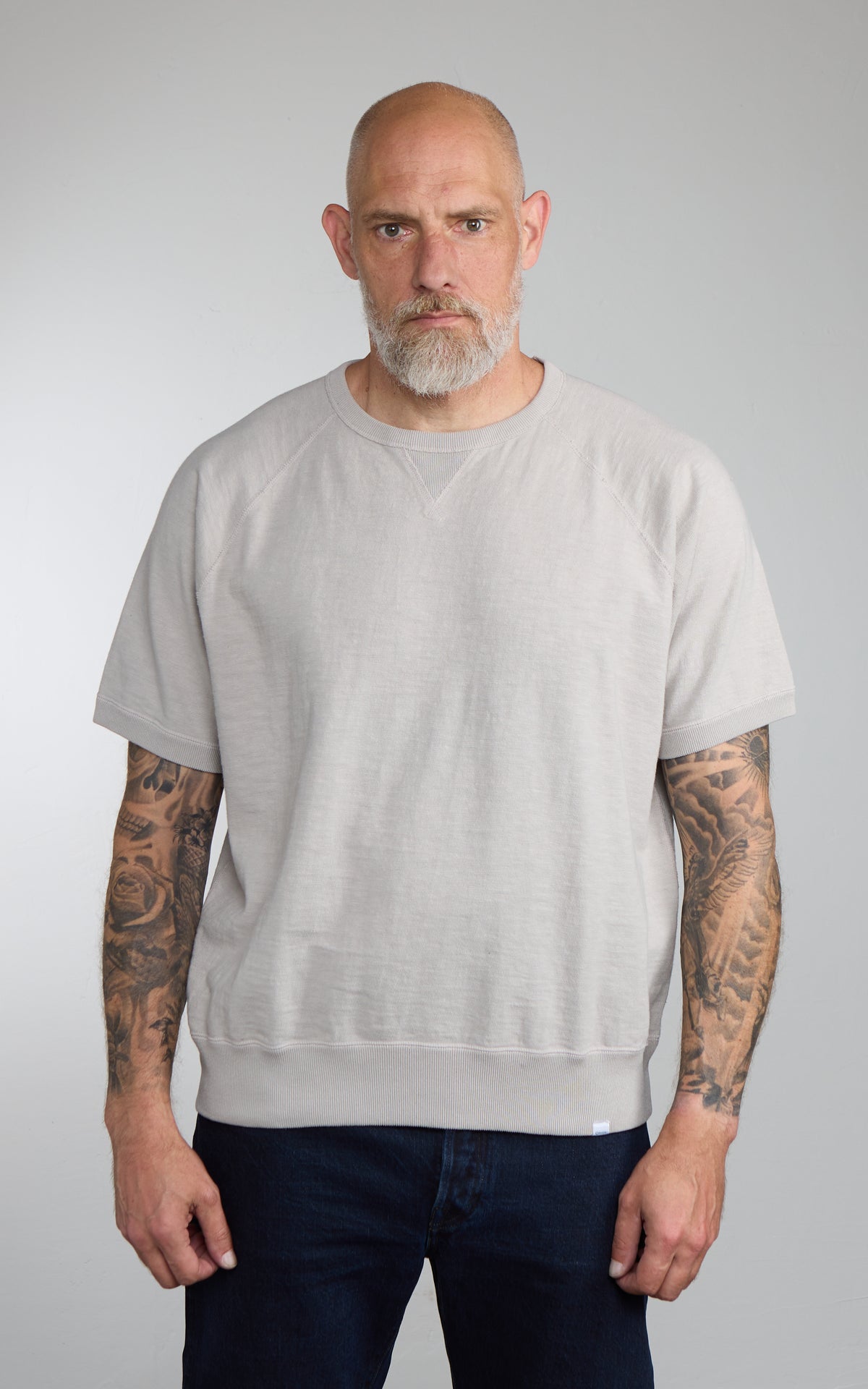Omoto Denim 6100 Memphis Cotton Raglan Sleeve T-Shirt Grau