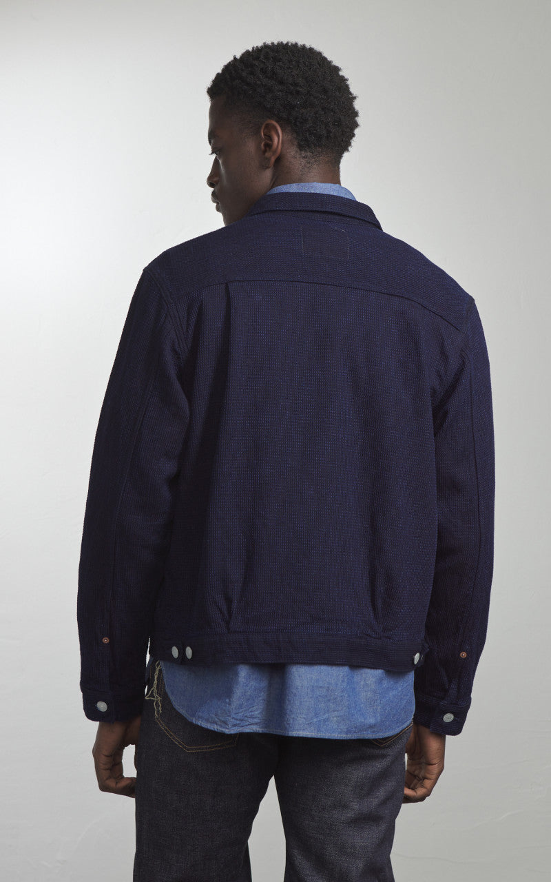 Omoto Denim 3220 Type 2 Cube Sashiko Denim Jacket Indigo 12oz