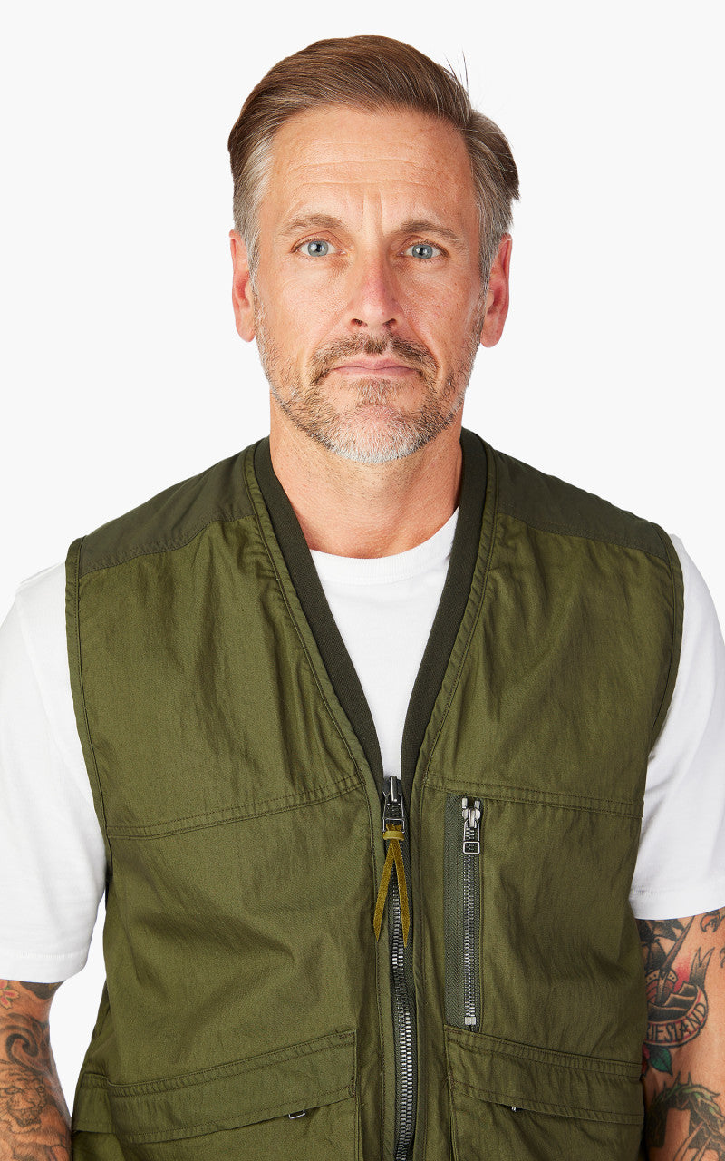 OrSlow Cotton Nylon Utility Vest Army Green