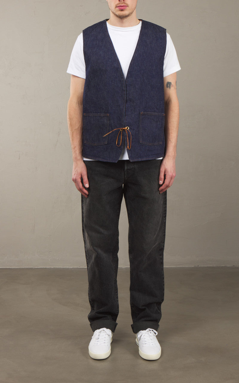 OrSlow Hippie's Reversible Denim Vest Indigo One Wash