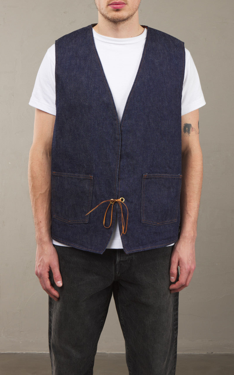 OrSlow Hippie's Reversible Denim Vest Indigo One Wash