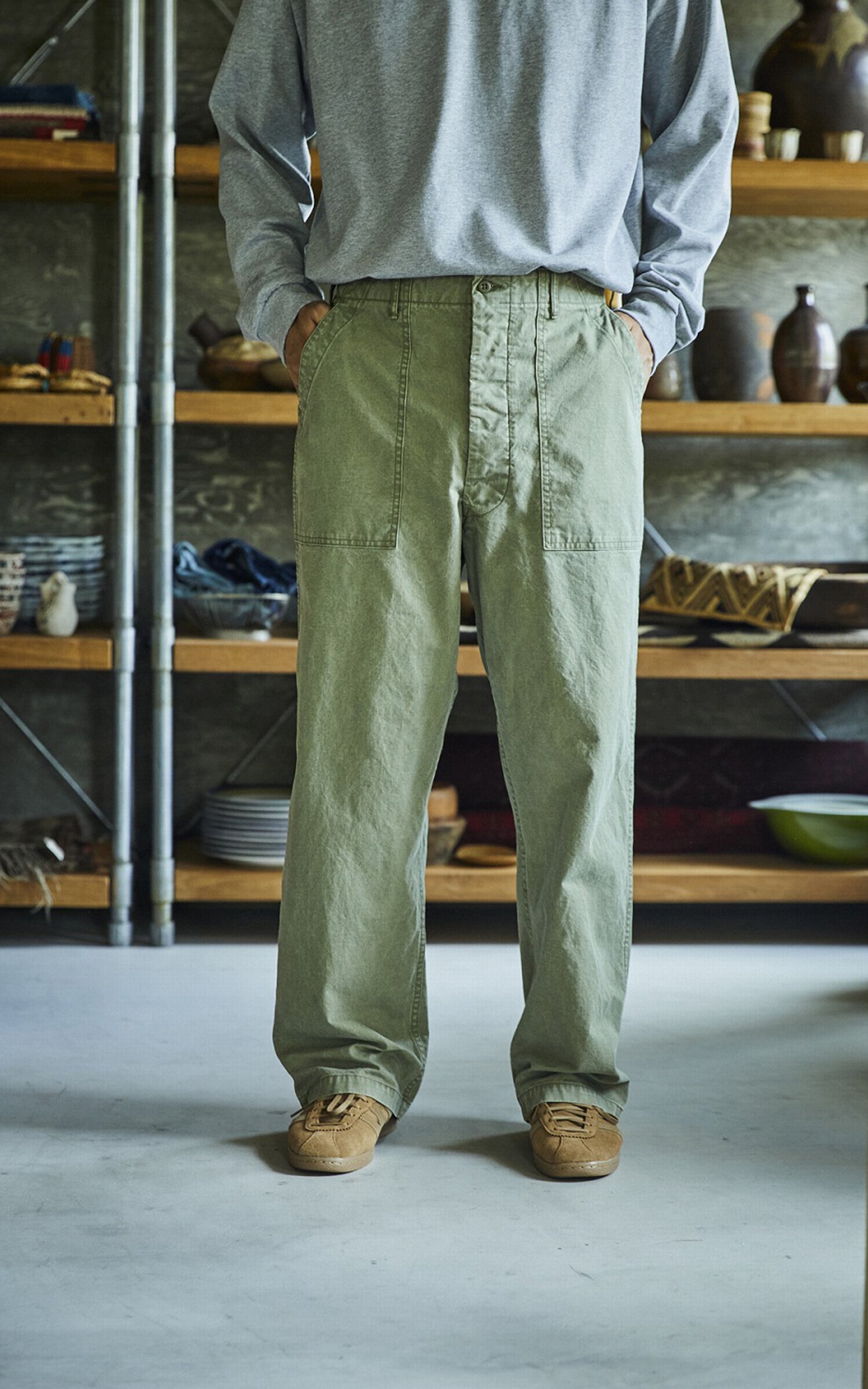 OrSlow Summer Fatigue Pants Cotton Olive