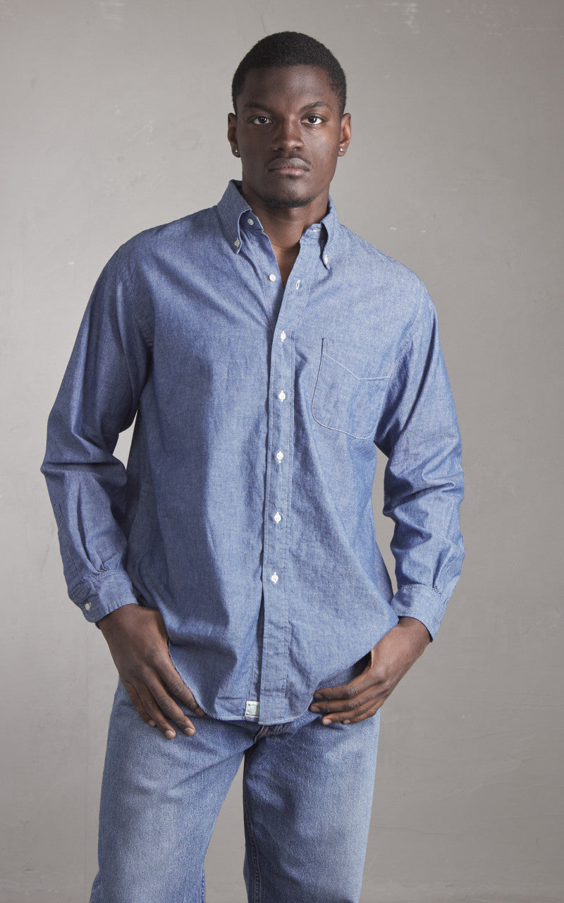 OrSlow Standard Button Down Shirt Chambray Blue