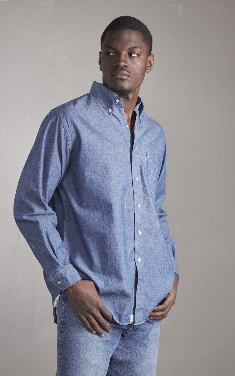 OrSlow Standard Button Down Shirt Chambray Blue