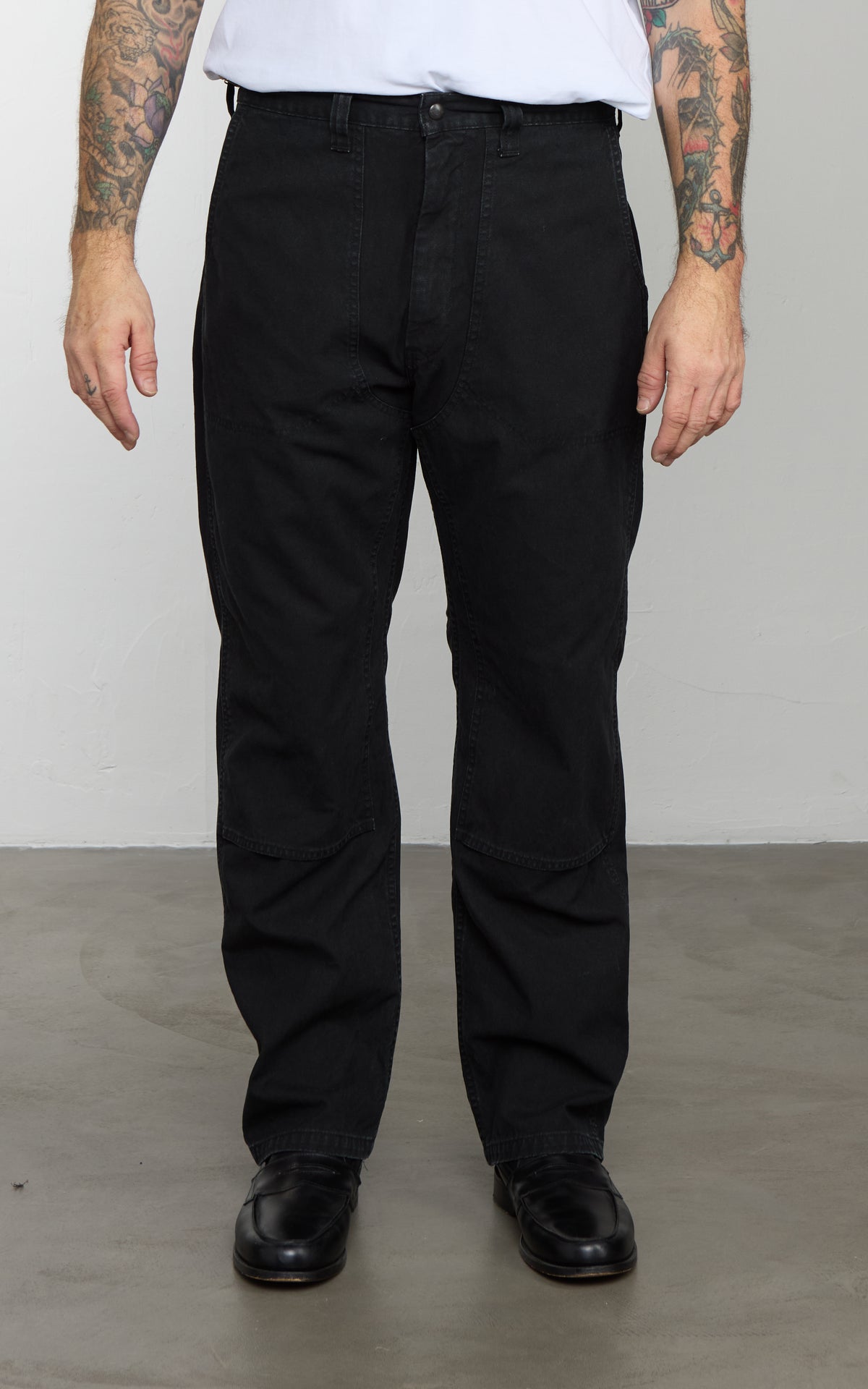 OrSlow Double Knee Canvas Work Trousers Black