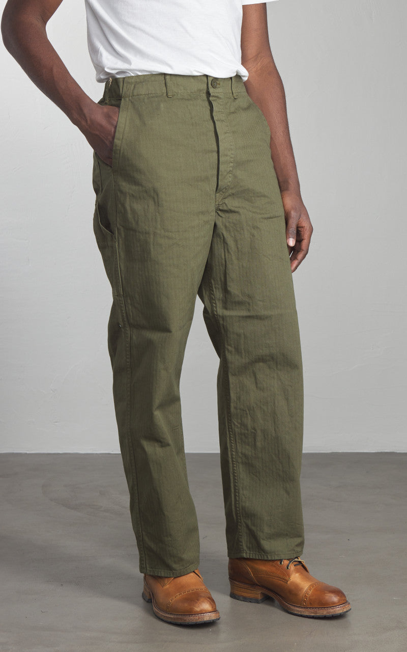 OrSlow Wide Fit French Work Pants Army Green