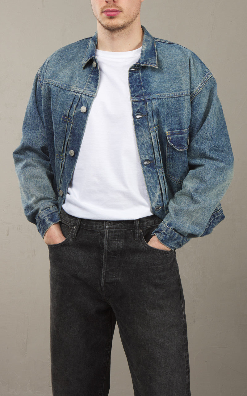 OrSlow 40s Pleated Front Blouse Jacket Selvedge Used Indigo
