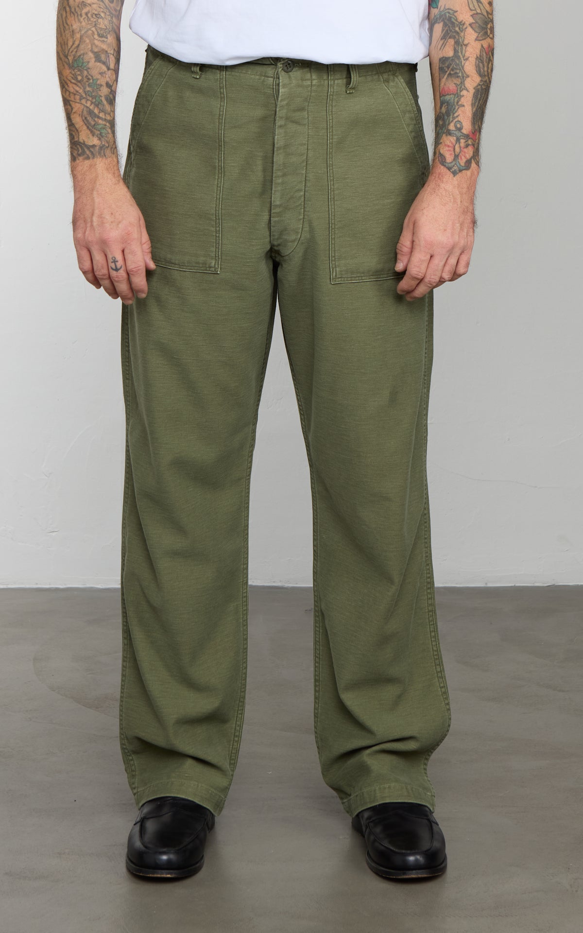 OrSlow US Army Fatigue Pants Vintage Fit Stone Wash Dark Olive