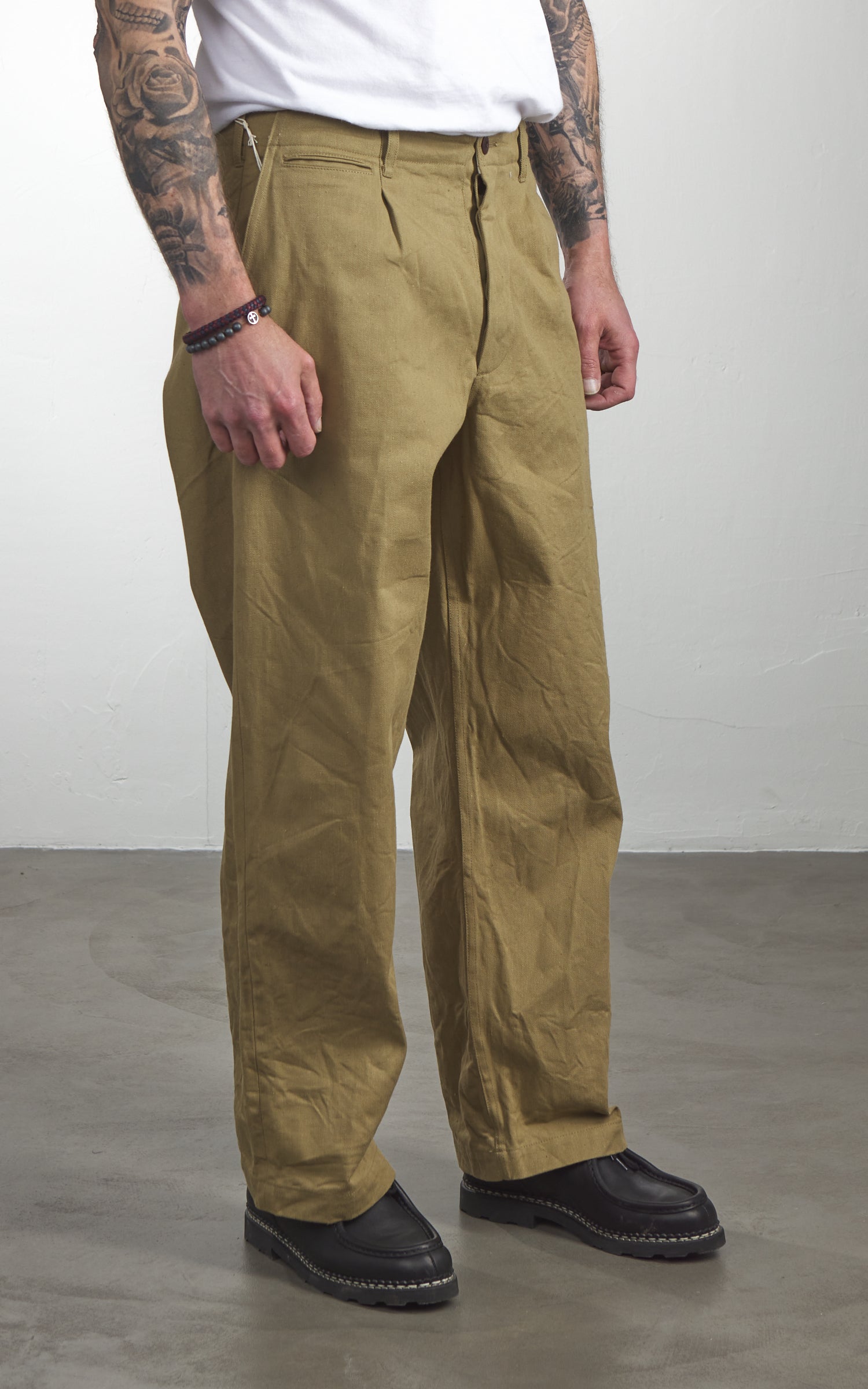 Orgueil OR-1133 Cotton Wide Selvedge Trousers Beige