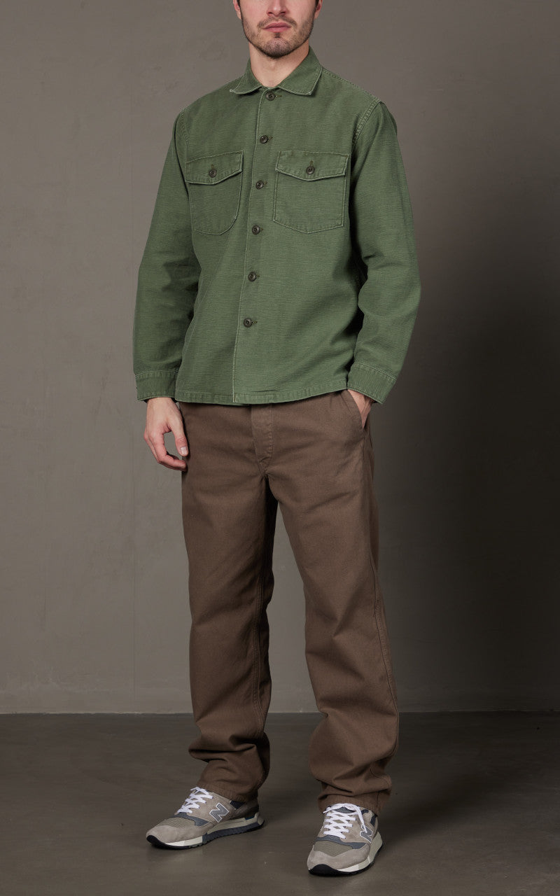 OrSlow US Army Fatigue Shirt Green Used Wash