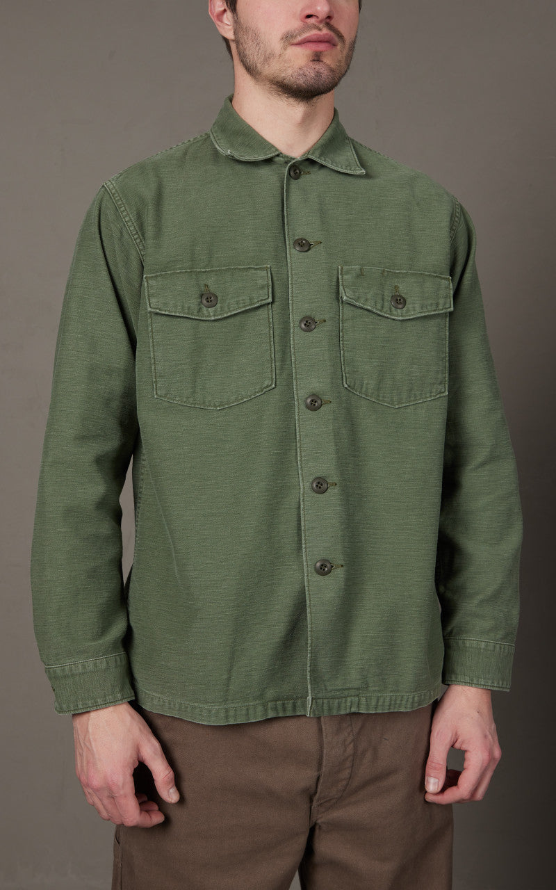 OrSlow US Army Fatigue Shirt Green Used Wash