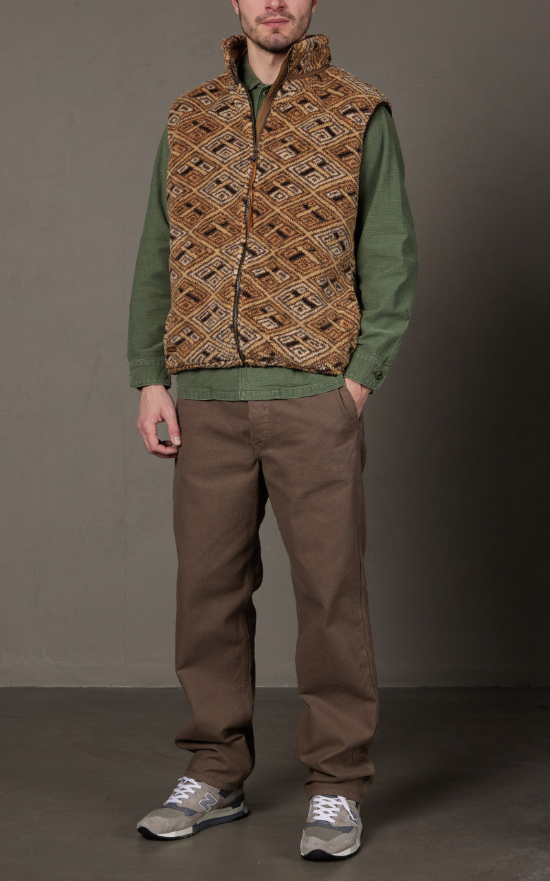 OrSlow African Pattern Boa Fleece Vest Multi