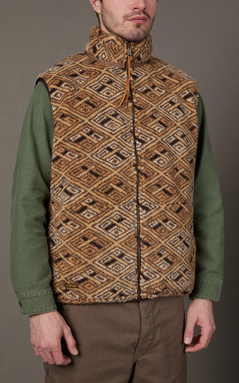 OrSlow African Pattern Boa Fleece Vest Multi