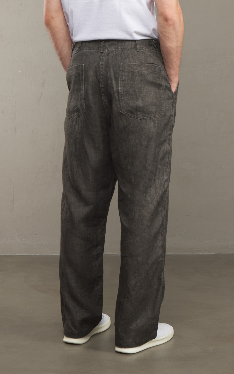 OrSlow Summer Fatigue Pants Sumi Dyed Linen Charcoal
