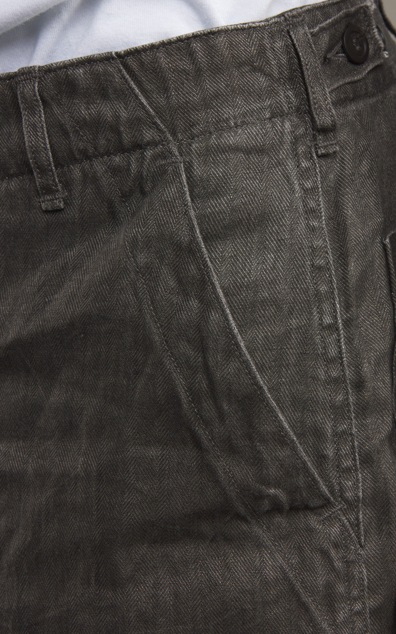OrSlow Summer Fatigue Pants Sumi Dyed Linen Charcoal