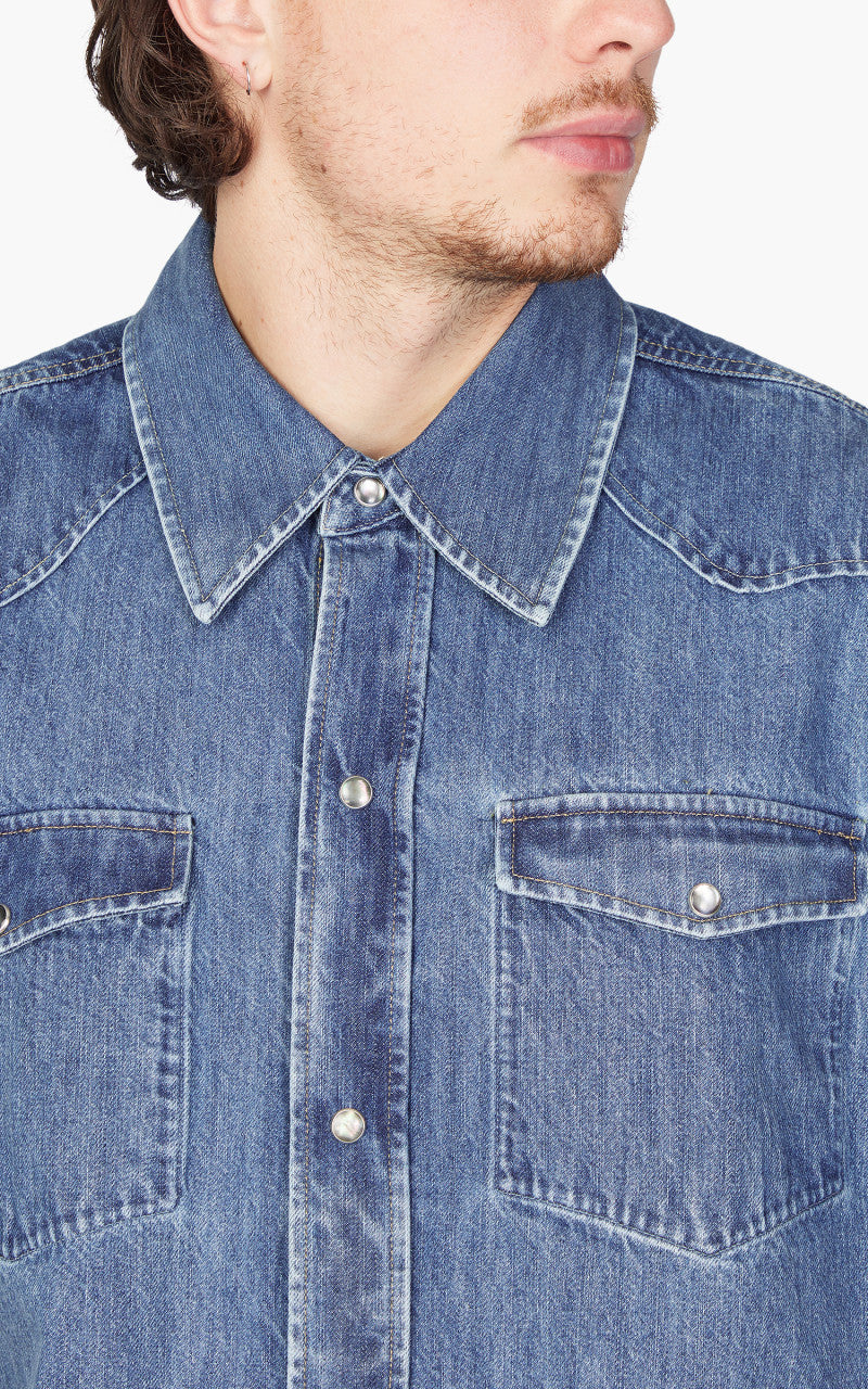 Our Legacy Frontier Shortsleeve Shirt Western Blue Denim