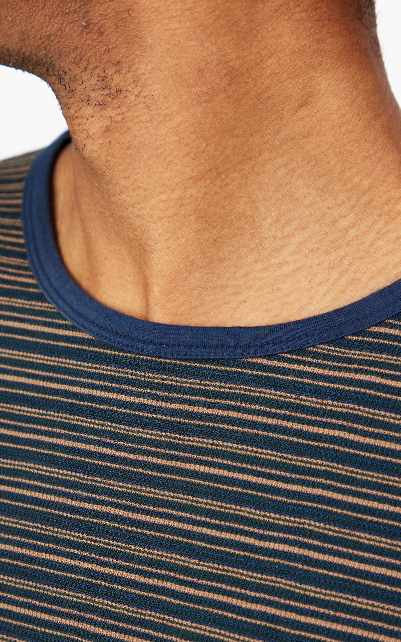 Our Legacy Tanker T-Shirt Navy/Brown Crepe Stripe