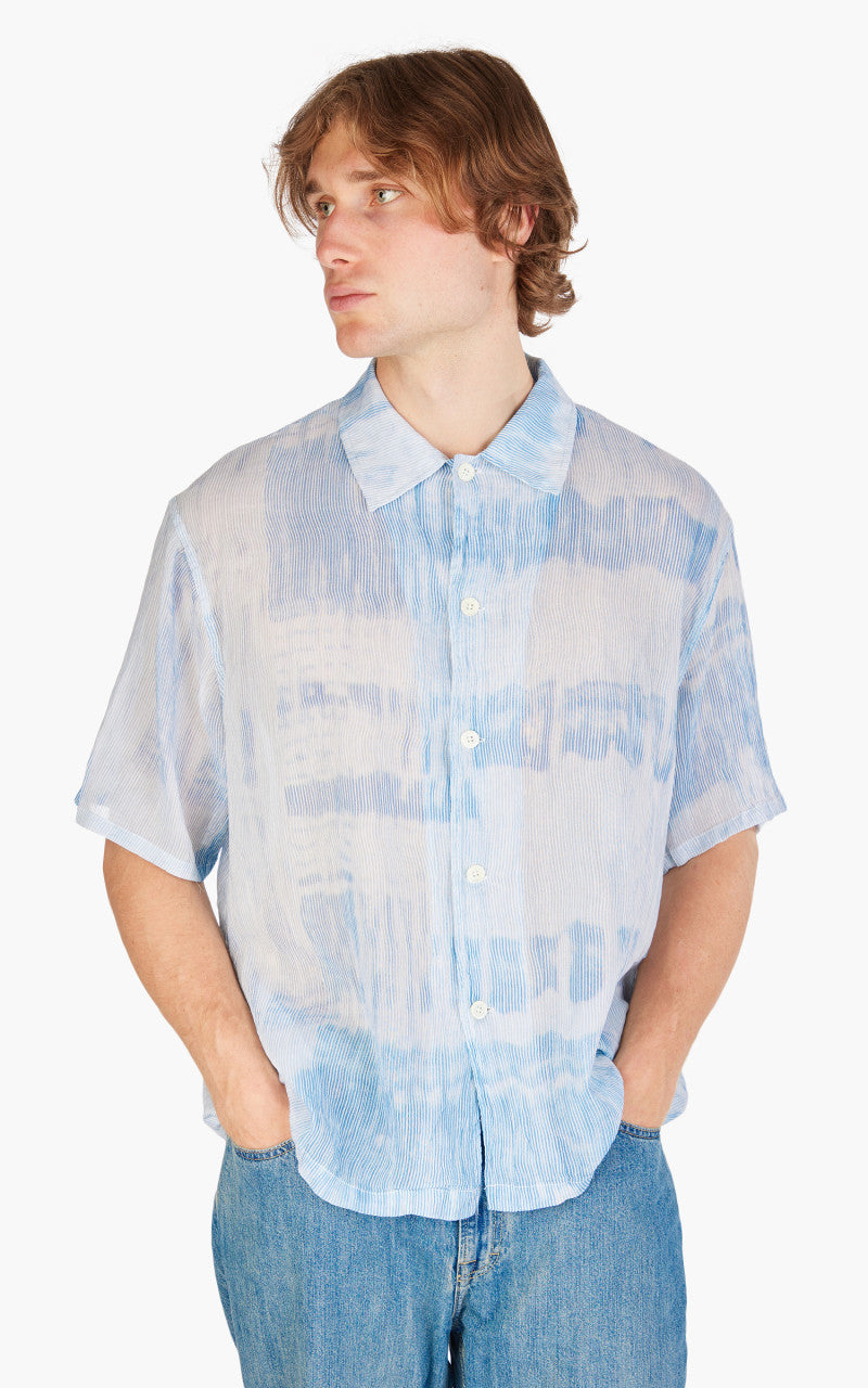 Our Legacy Box Shirt Shortsleeve Blue Brush Stroke Print