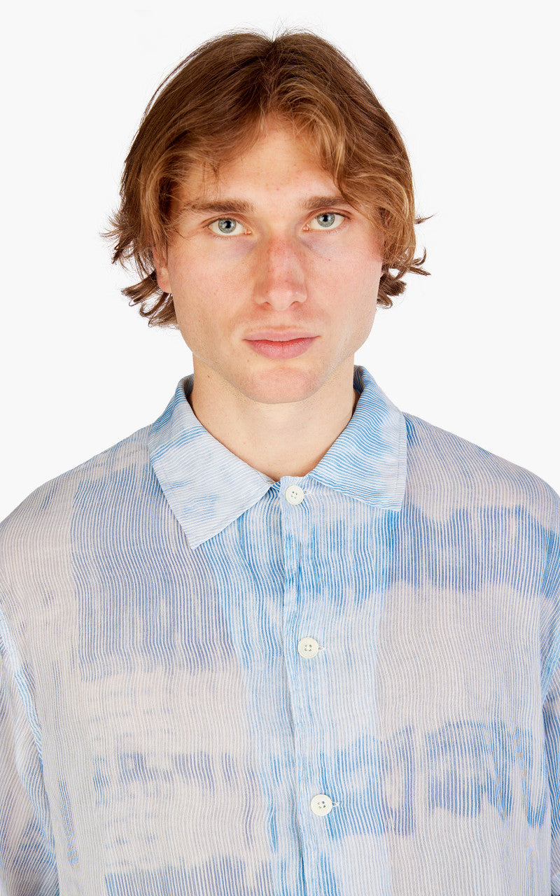 Our Legacy Box Shirt Shortsleeve Blue Brush Stroke Print