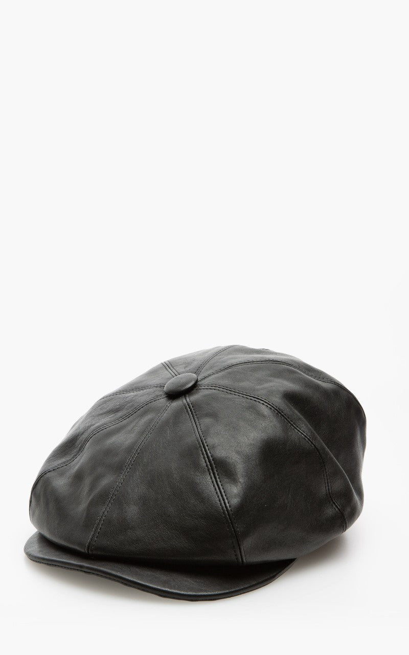 Shangri-La Heritage Outlaw 8 Panel Rider Leather Cap Black