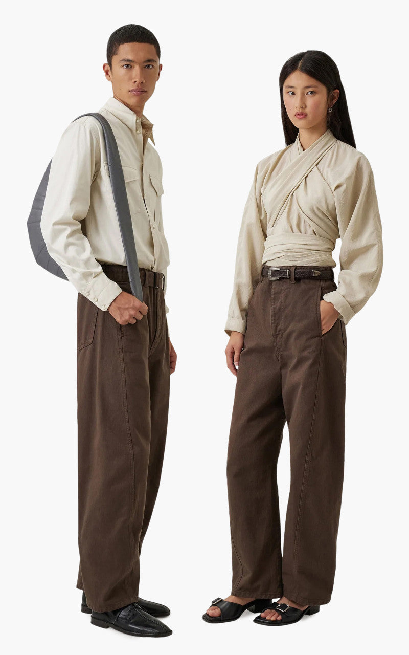 Lemaire Twisted Belted Pants Garment Dyed Denim Dark Brown