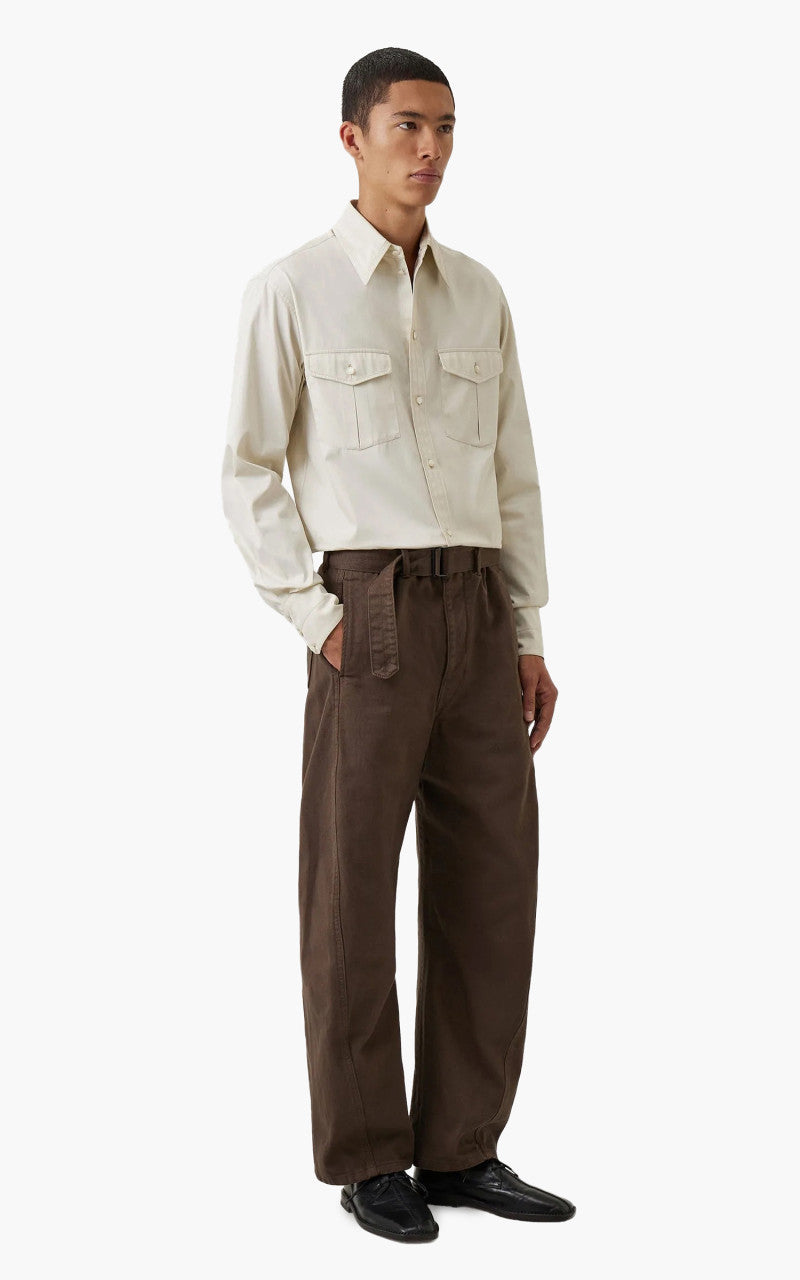 Lemaire Twisted Belted Pants Garment Dyed Denim Dark Brown