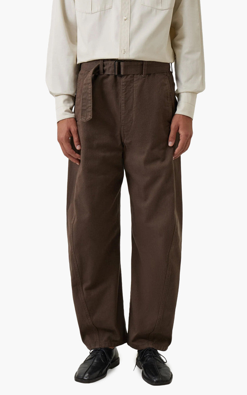 Lemaire Twisted Belted Pants Garment Dyed Denim Dark Brown