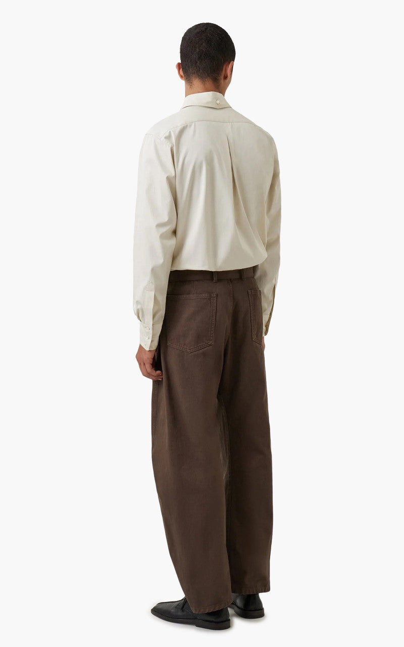 Lemaire Twisted Belted Pants Garment Dyed Denim Dark Brown