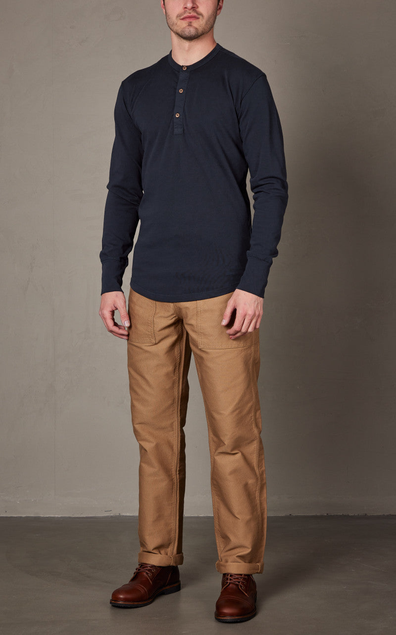 Pike Brothers 1927 Henley Shirt Long Sleeve Mojave Blue