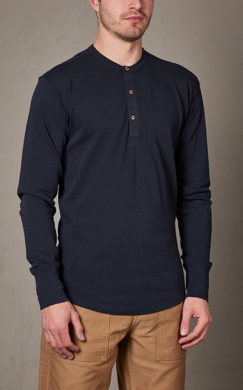 Pike Brothers 1927 Henley Shirt Long Sleeve Mojave Blue
