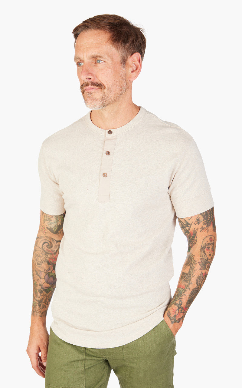 Pike Brothers 1927 Henley Short Sleeve Ecru Melange