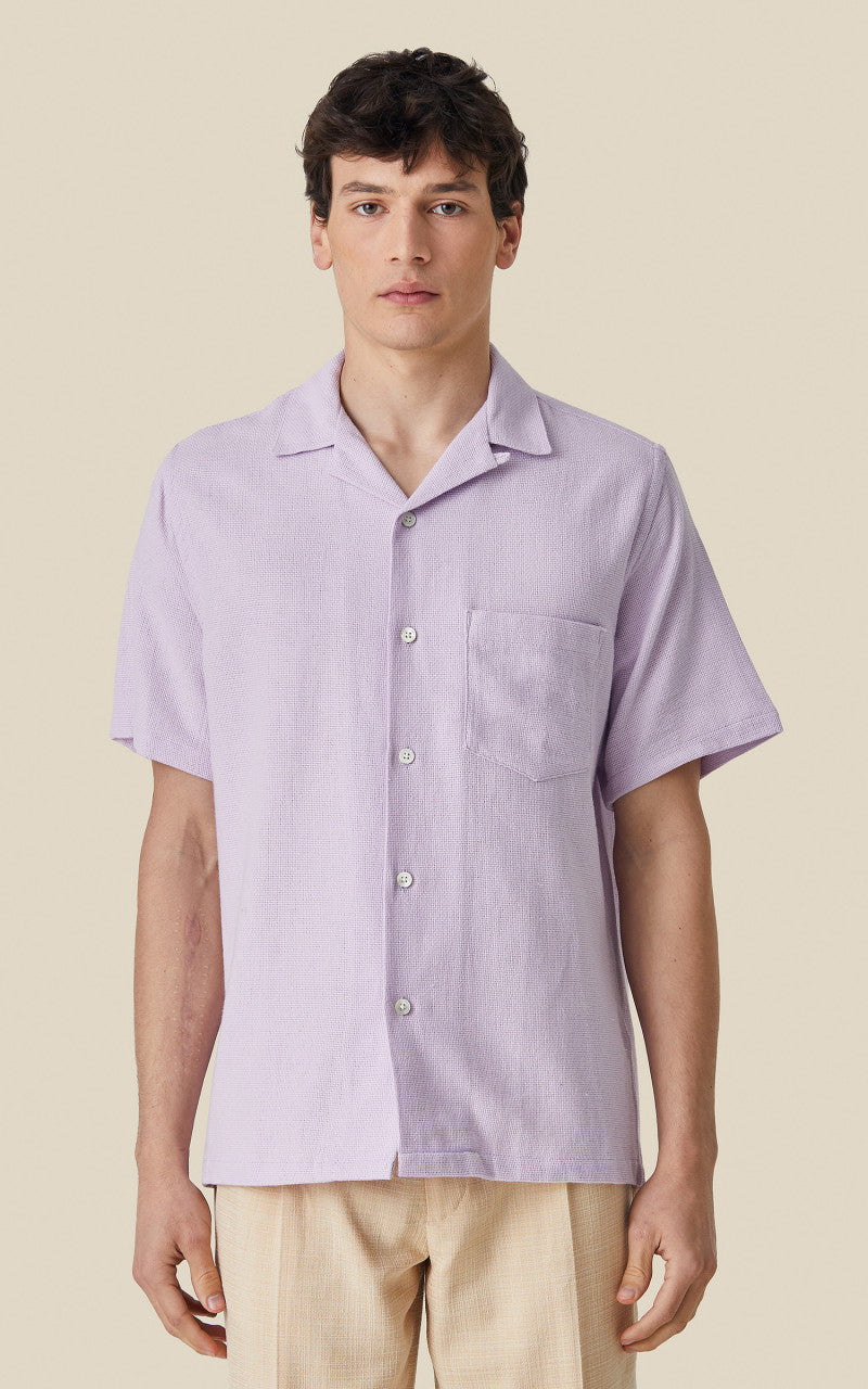 Portuguese Flannel Pique Camp Collar Shirt Lavanda