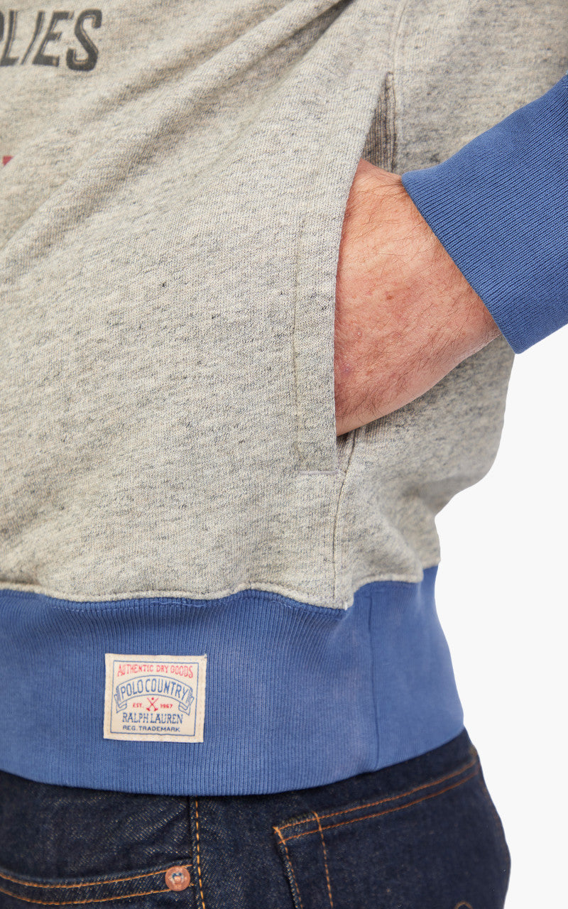Polo Ralph Lauren Patchwork Graphic Fleece Hoodie Grey