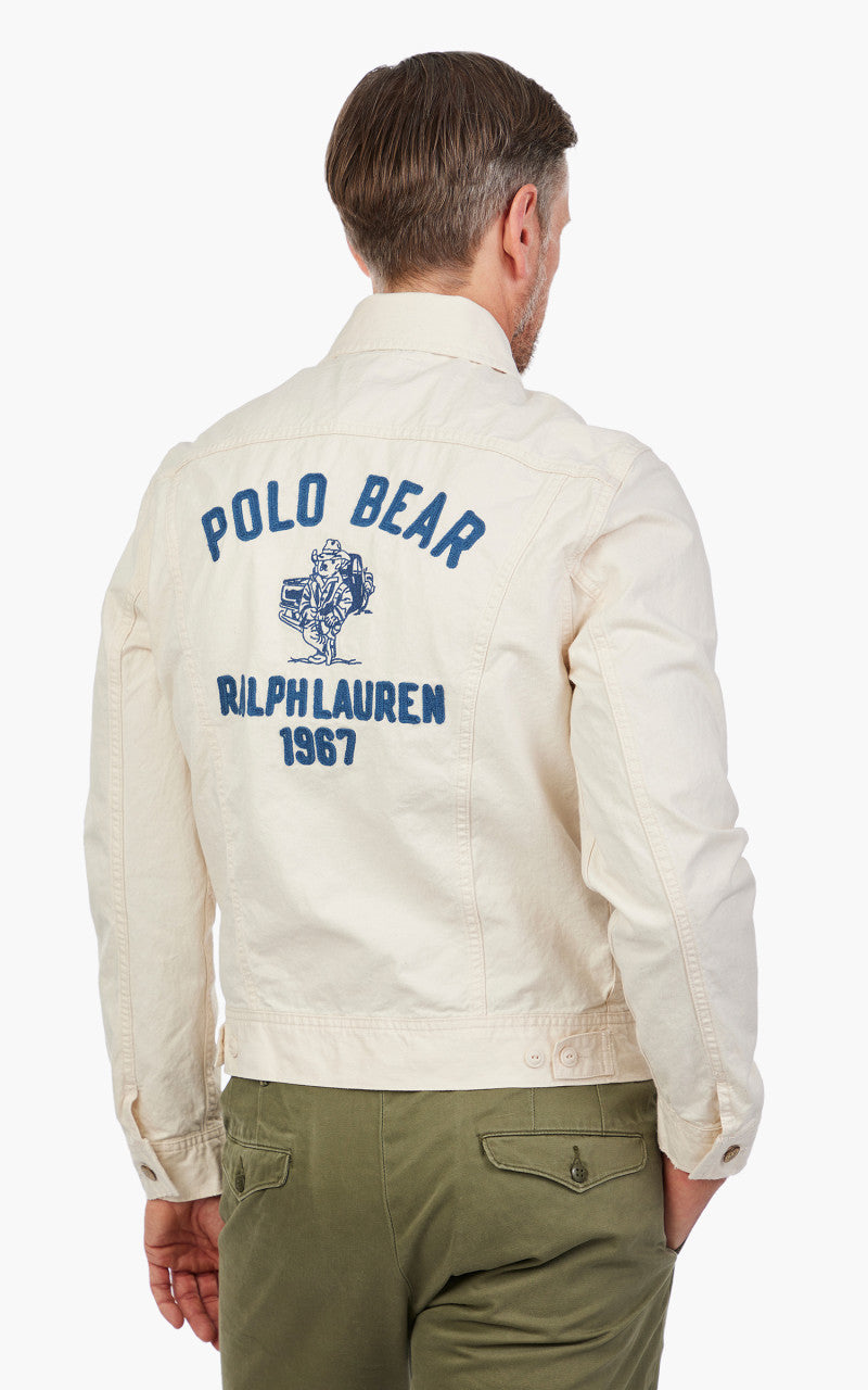Polo Ralph Lauren Polo Bear Embroidered Trucker Jacket White