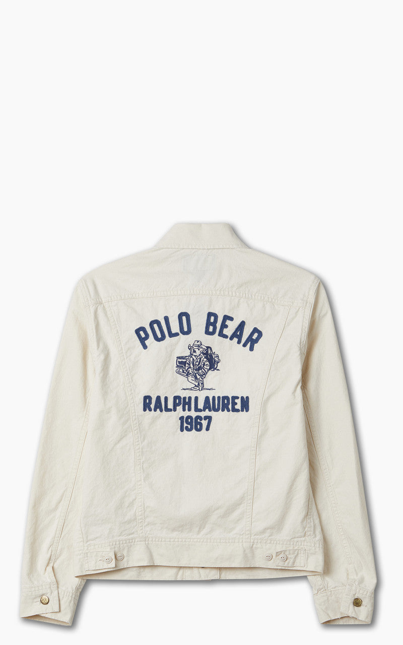 Polo Ralph Lauren Polo Bear Embroidered Trucker Jacket White