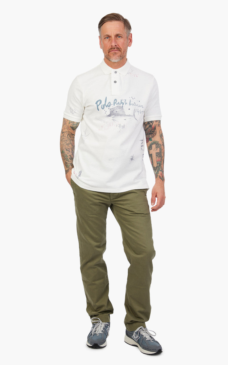 Polo Ralph Lauren Classic Fit Mesh Graphic Polo Shirt White