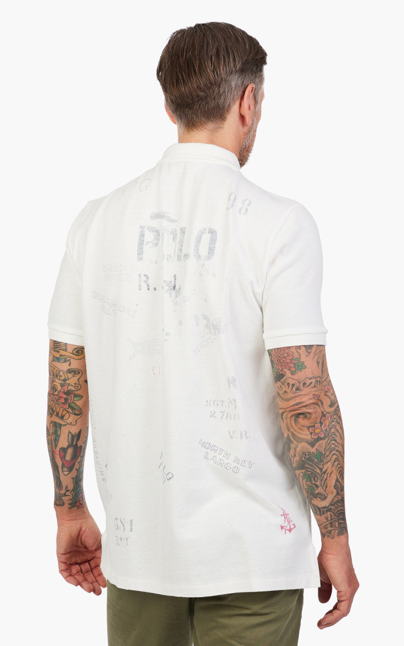 Polo Ralph Lauren Classic Fit Mesh Graphic Polo Shirt White