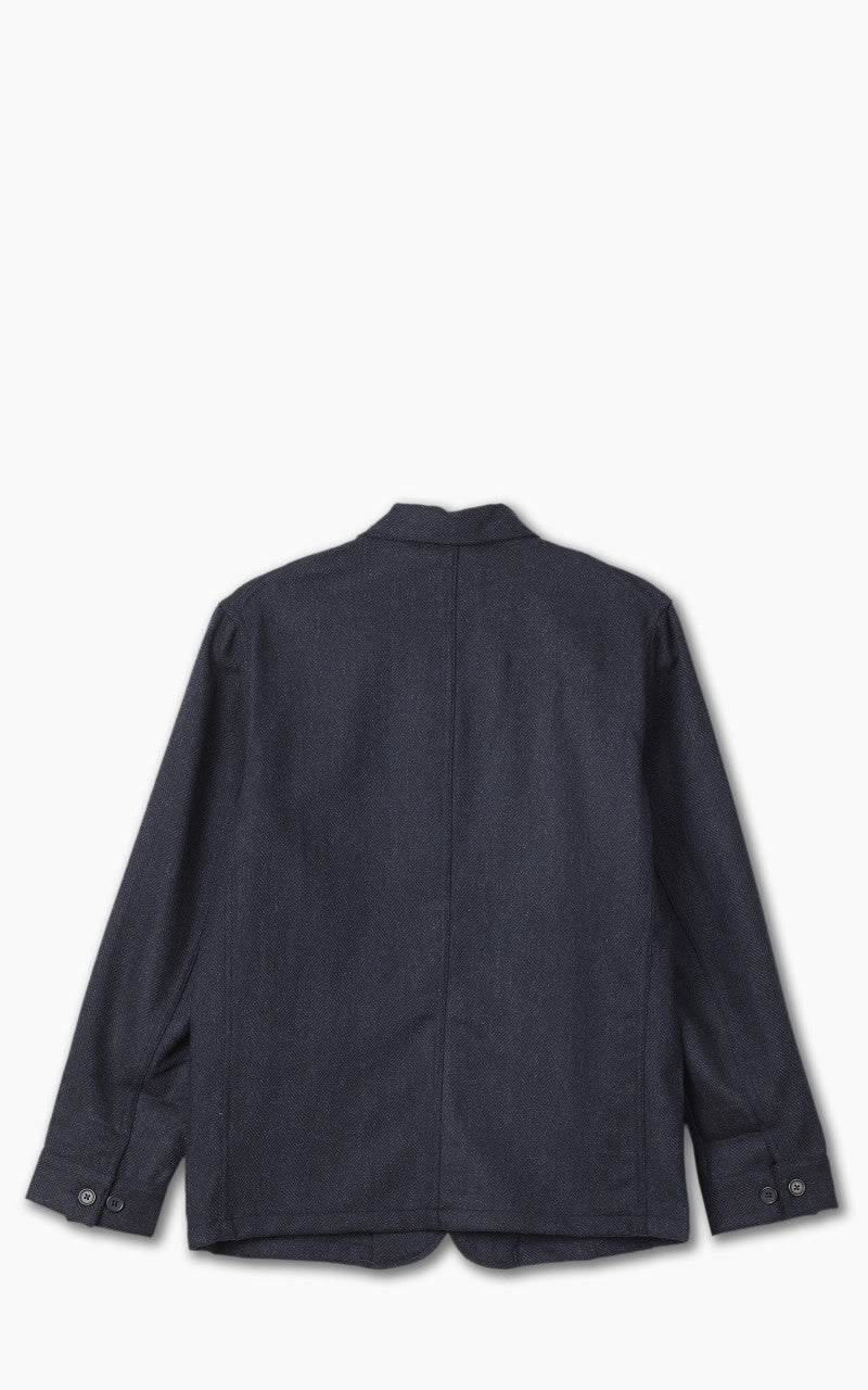 Portuguese Flannel Labura Jacket Herringbone Wool Navy